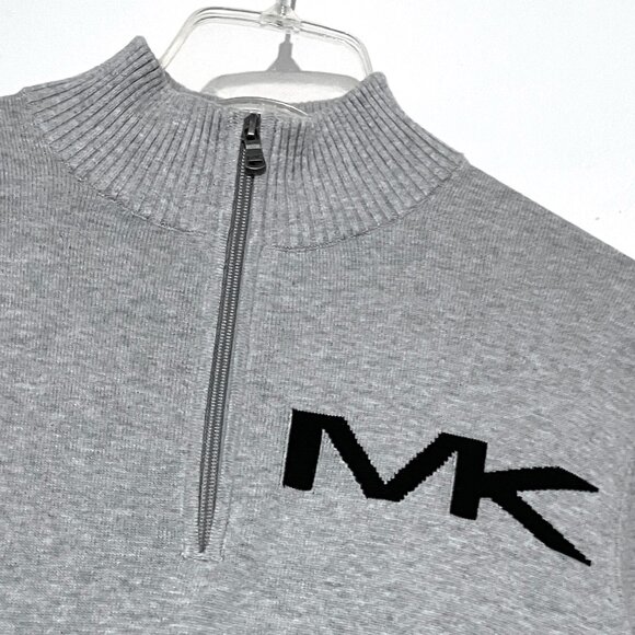 Michael Kors Gray Lightweight Cotton Half Zip Pullover Sweater - Picture 5 of 12